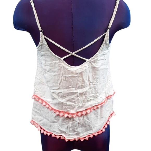 Aeropostale Boho Layered Tank Embroidered Diamond Lace Size Medium Women's - Picture 5 of 9